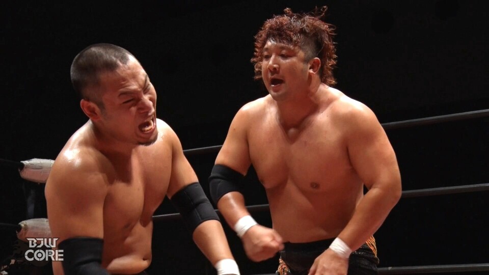 09【 BJW認定世界ストロングヘビー級選手権試合】(C)中之上靖文 vs 阿部史典