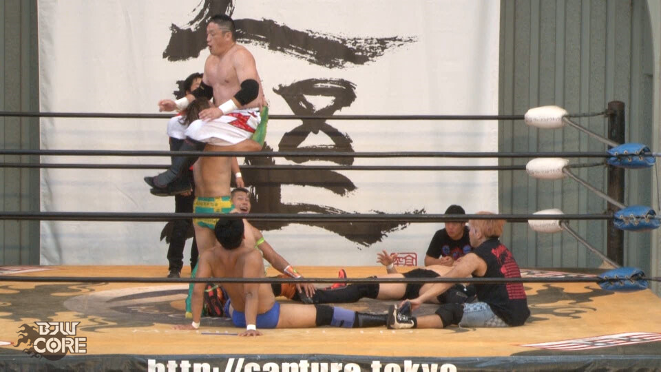 03 ツトムオースギ&佐久田俊行&関札皓太 vs 橋本和樹&青木優也&星野勘九郎